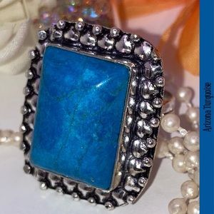 Arizona Turquoise Gemstone Handmade Halo Ring